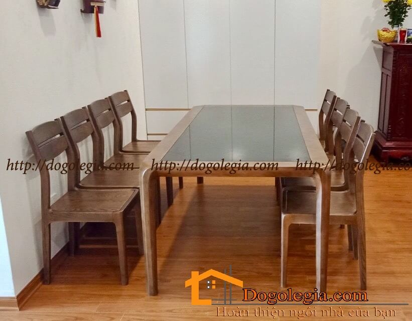 Bộ bàn ghế ăn 8 ghế gỗ sồi hiện đại giao anh Hoài Anh (2)