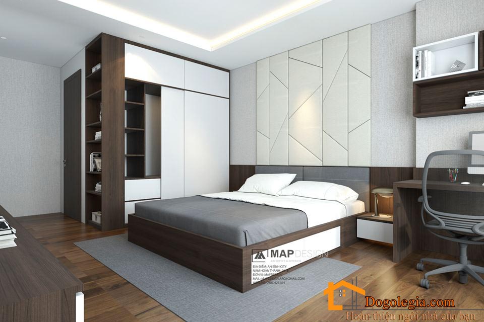 thiết kế nội thất phòng ngủ đẹp, hiện đại, bộ giường tủ nội thất phòng ngủ cao cấp lg-bpn371 (2)