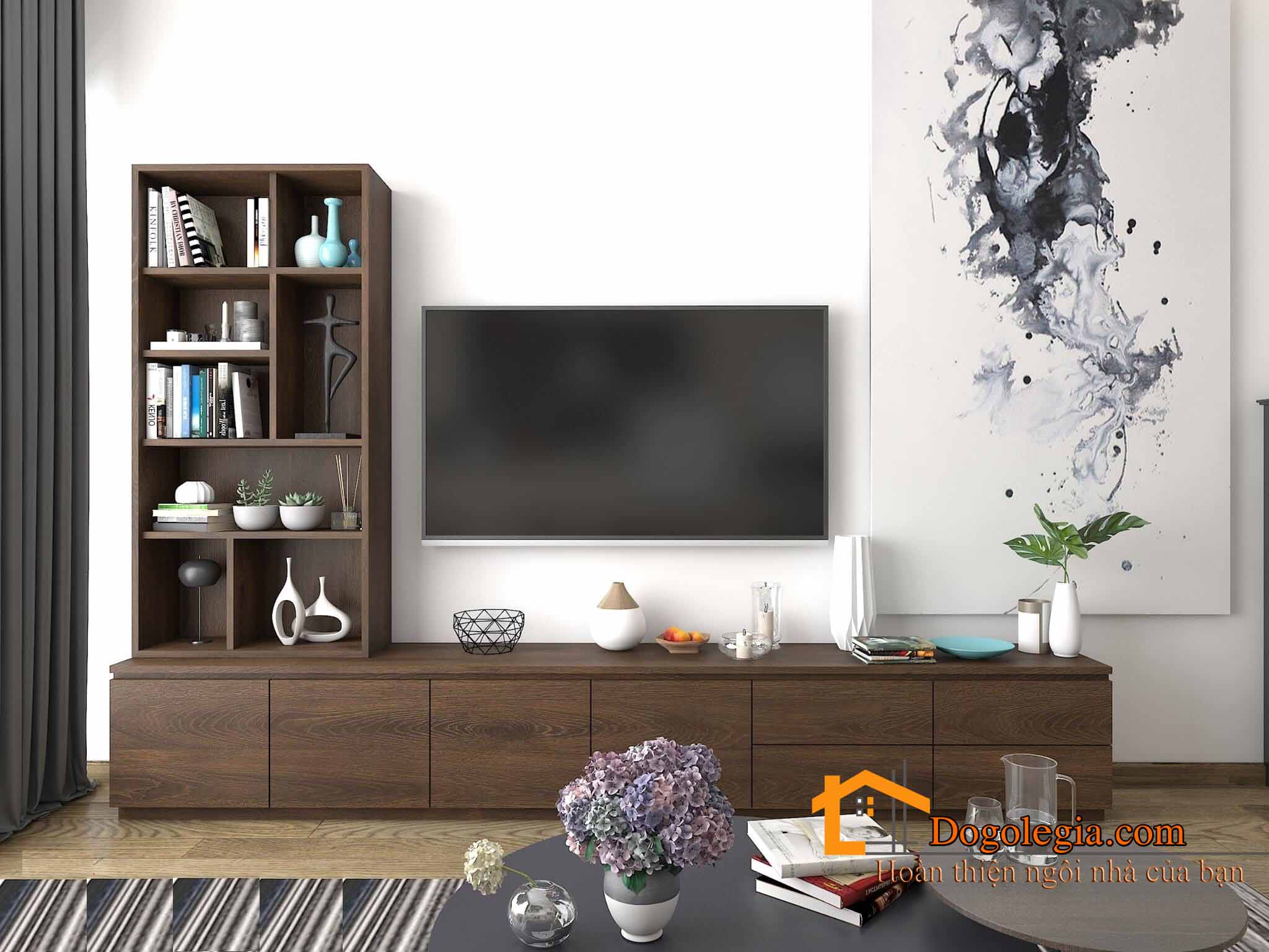 thiết kế kệ tivi gỗ công nghiệp cho phòng khách hiện đại lg-ktv190