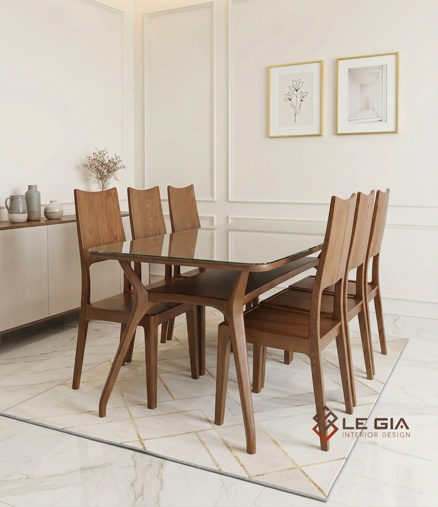 Alternative view of Bộ bàn ăn cao cấp 6 ghế gỗ sồi hiện đại LG-BA004-N