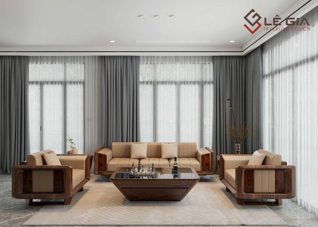 Sofa gỗ sồi cao cấp hiện đại LG-SG246 (Anh Phan)
