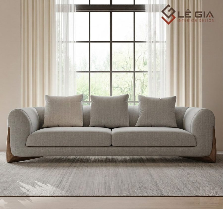 Alternative view of Sofa nỉ hiện đại chân gỗ đậm chất châu Âu LG-SF424