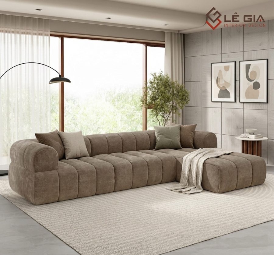 Sofa góc L bằng nỉ sang trọng êm ái LG-SF437