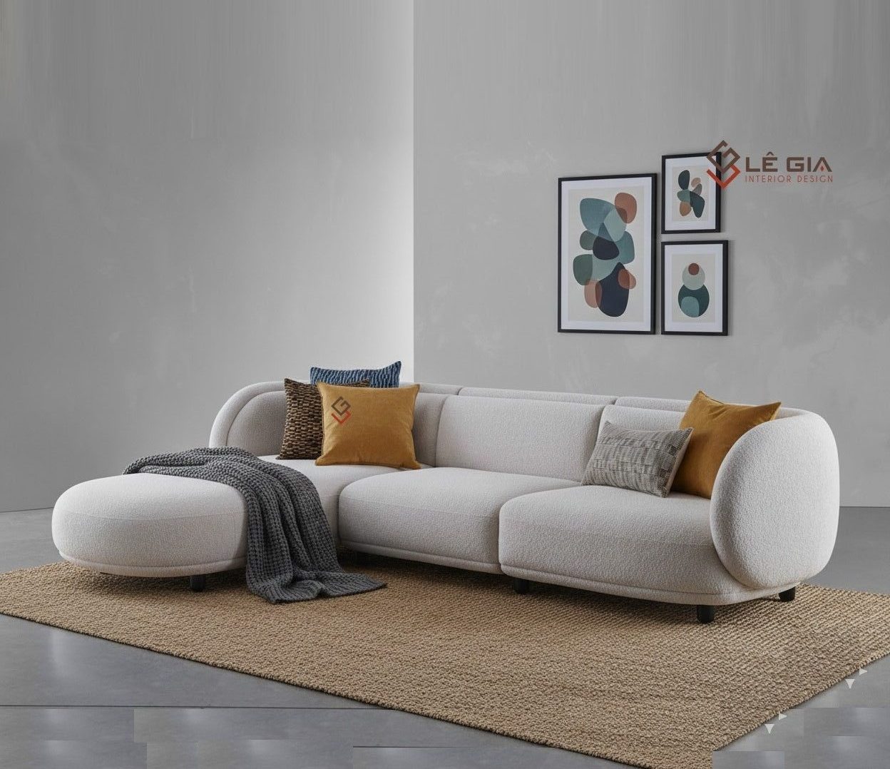 Sofa chữ L hiện đại cho phòng khách trẻ trung LG-SF442