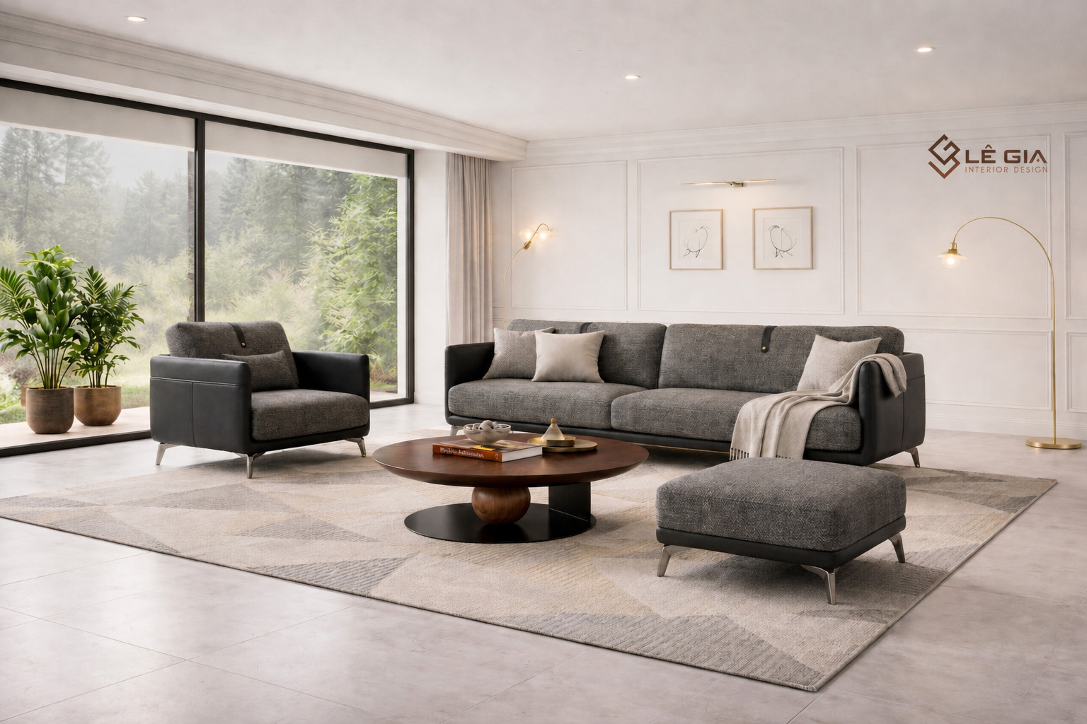 Sofa nỉ hiện đại cao cấp cho phòng khách LG-SF458-10