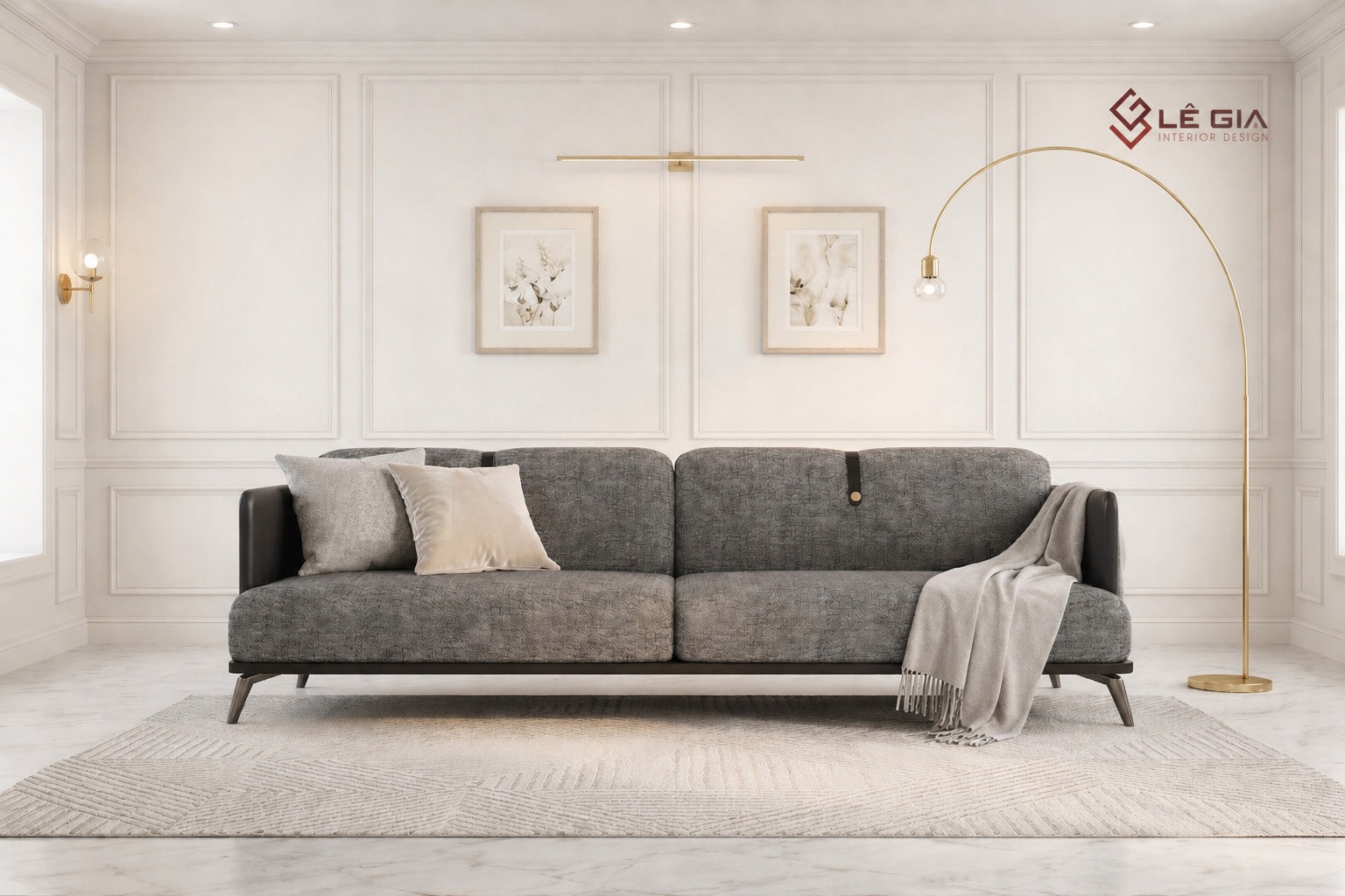 Sofa nỉ hiện đại cao cấp cho phòng khách LG-SF458 - Ảnh 2
