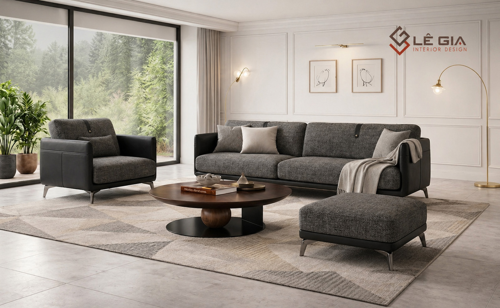 Sofa nỉ hiện đại cao cấp cho phòng khách LG-SF458 - Ảnh 12