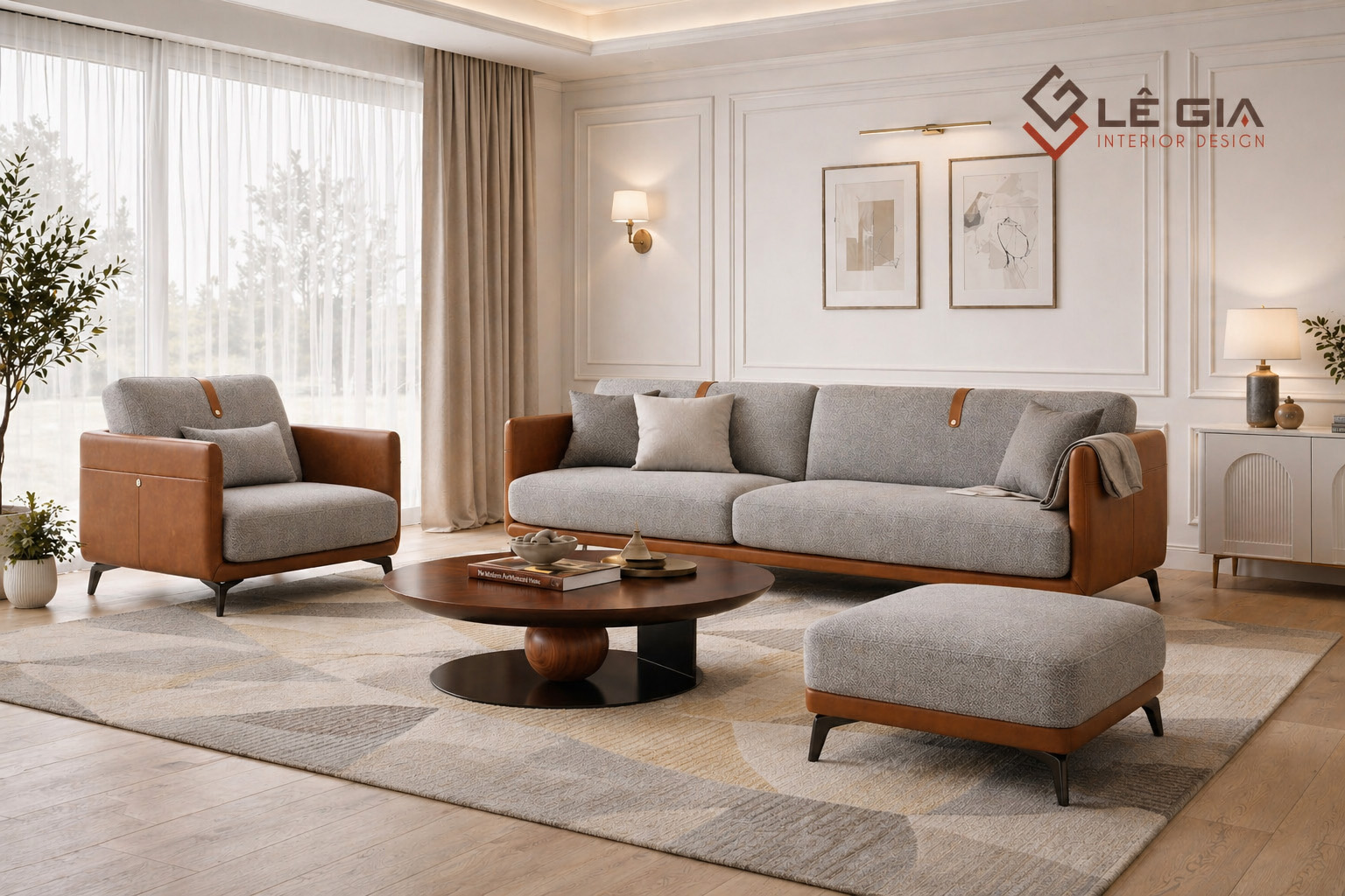 Sofa nỉ hiện đại cao cấp cho phòng khách LG-SF458-9