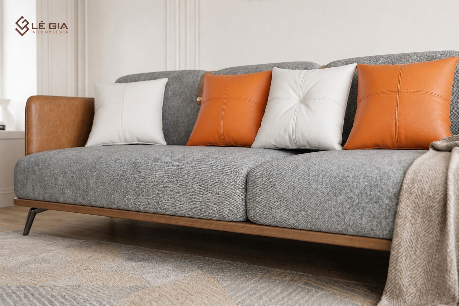 Sofa nỉ hiện đại cao cấp cho phòng khách LG-SF458-8