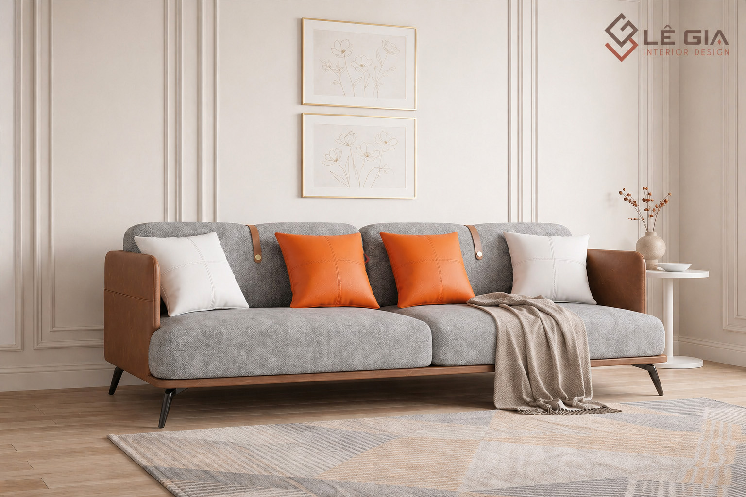 Sofa nỉ hiện đại cao cấp cho phòng khách LG-SF458 - Ảnh 3