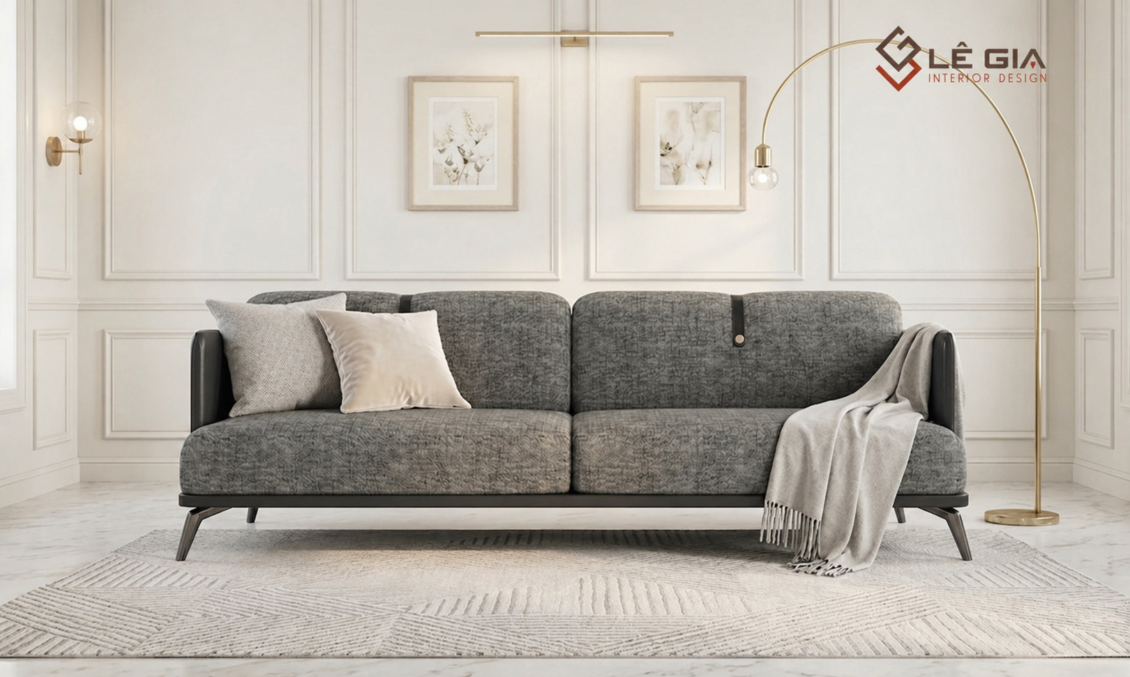 Sofa nỉ hiện đại cao cấp cho phòng khách LG-SF458-6
