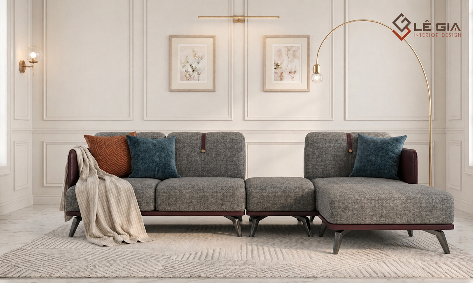 Sofa nỉ hiện đại cao cấp cho phòng khách LG-SF458-5