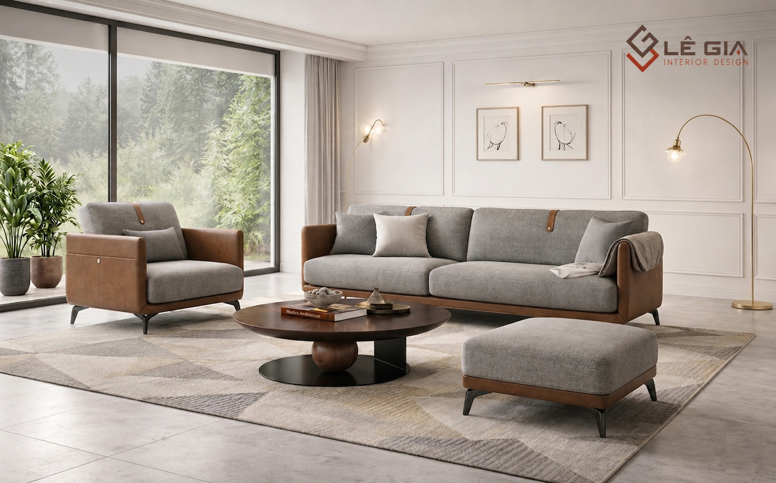 Sofa nỉ hiện đại cao cấp cho phòng khách đẹp LG-SF458-16