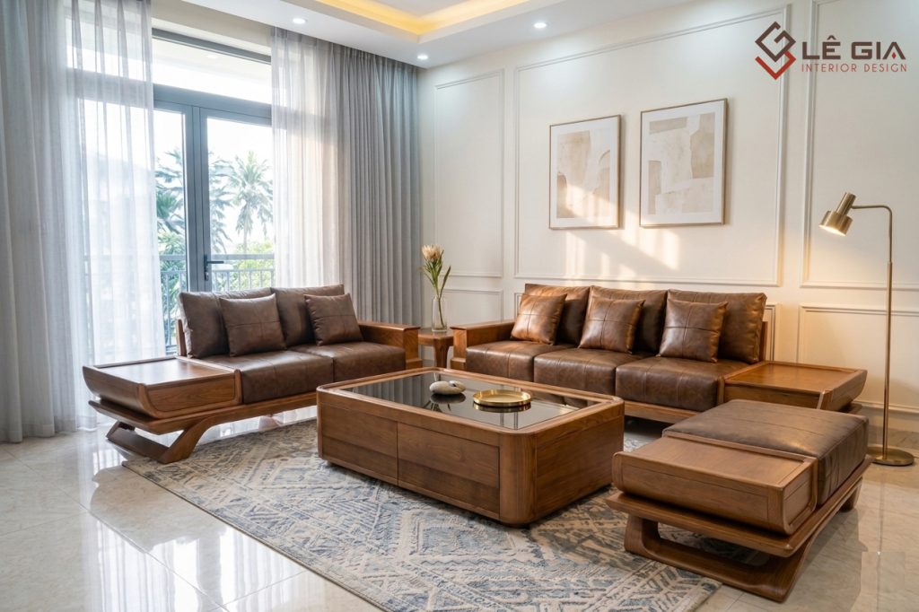 Sofa gỗ phòng khách đẹp độc đáo LG-SG245